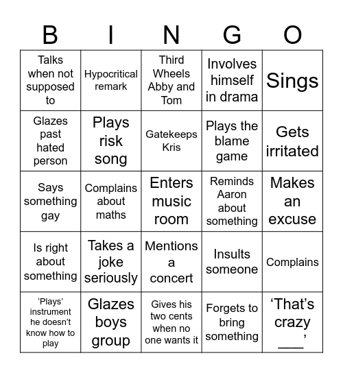 Kalan Perkins Bingo Card