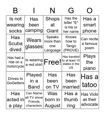 Wellness Ice Breaker Bingo Card