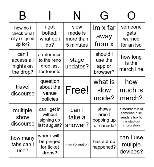 SWT Bingo Card