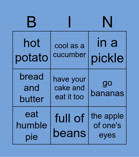 Are we talking about food? Bingo Card