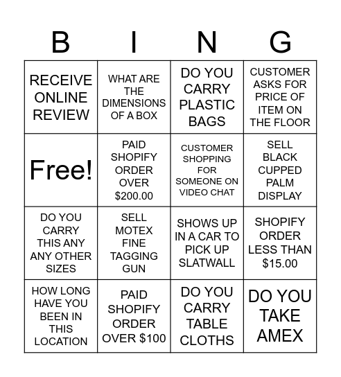 EDDIE'S HANG-UP DISPLAY BINGO Card