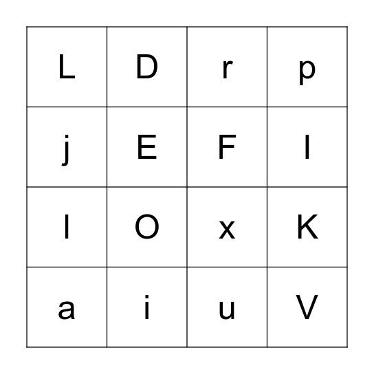 Alphabet Bingo Card