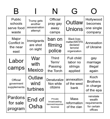 Trump Rule Bingo Card