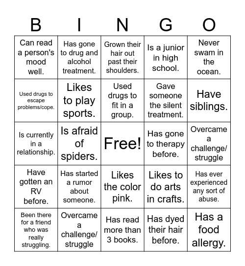 YTC Bingo Card