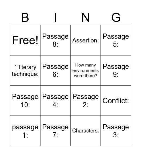 Amir Vs Environment Bingo Card