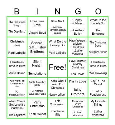 Christmas Soulful Bingo Card