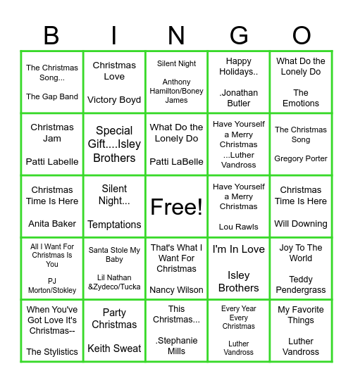 Christmas Soulful Bingo Card