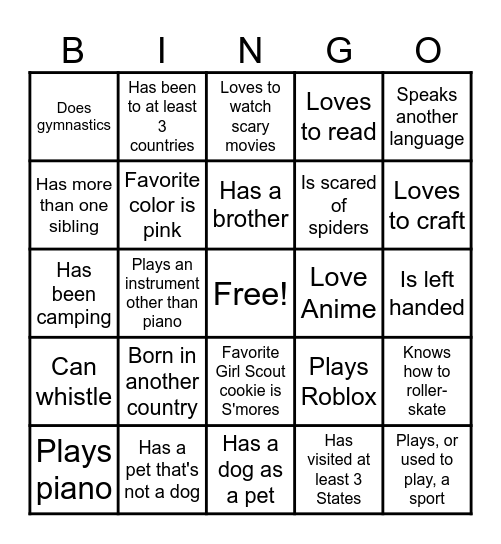 Troop 2334 Bingo Card