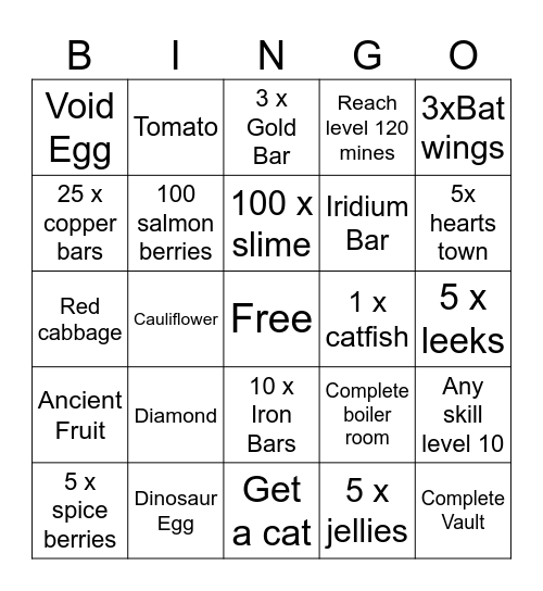 Bingo Valley Bingo Card