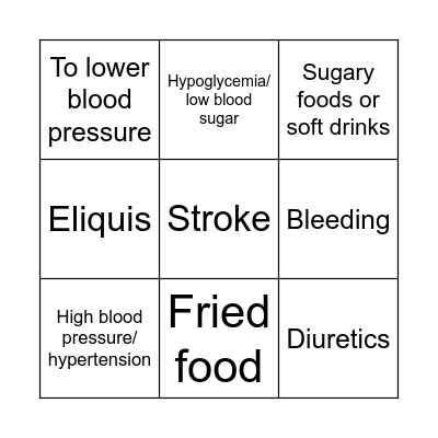 Common Medications Bingo Card