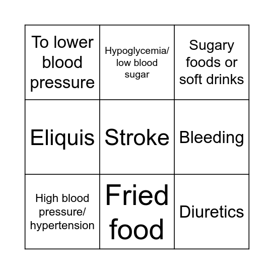 Common Medications Bingo Card