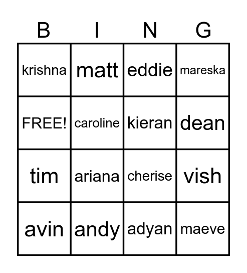 Wasningcord members who have met haley Bingo Card