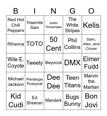 Cartoon Network, Looney Tunes, & Bardcore Bingo Card