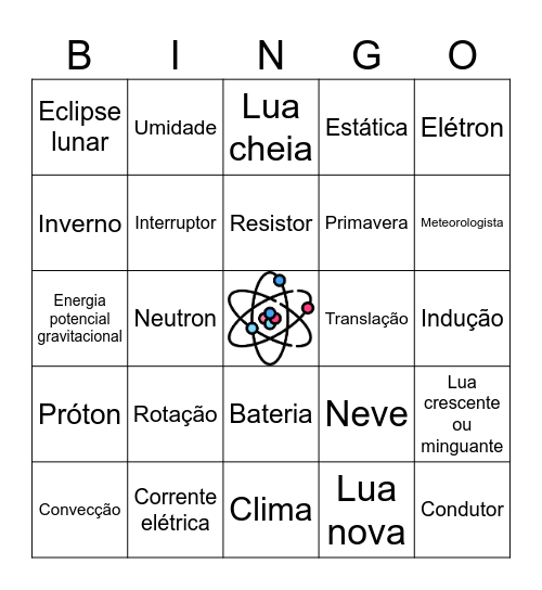 BINGO DA FÍSICA Bingo Card