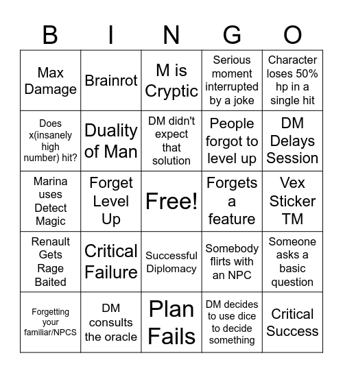 Crimson Days Bingo Card