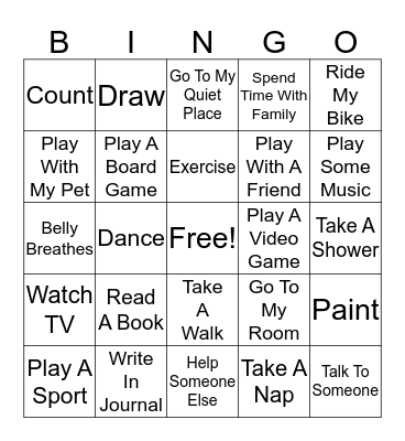 Coping Bingo Card