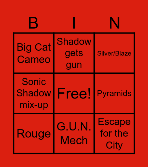 Dennis the Hedgehog Bingo Card