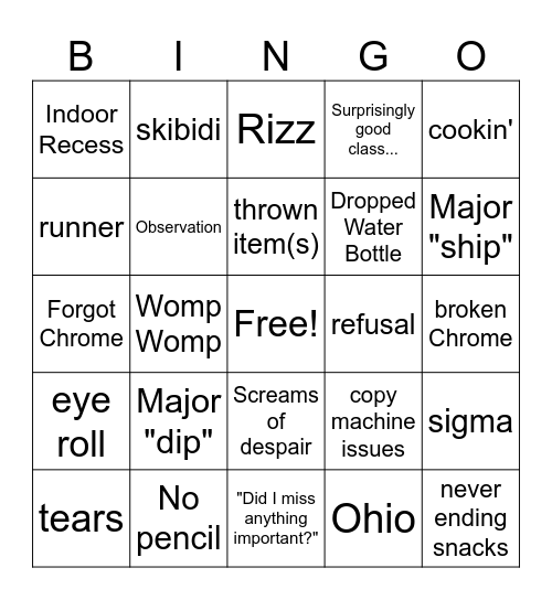 Full Moon Bingo Card