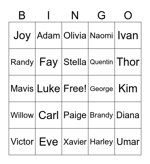 Telesitter Bingo Card