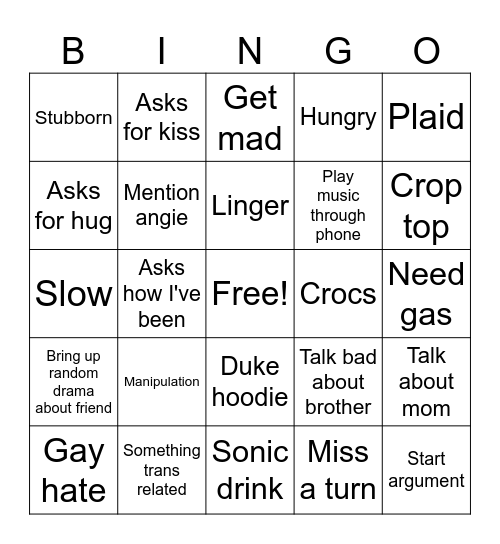 Eve bingo Card