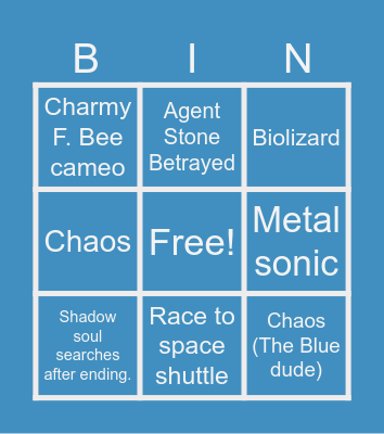 Zac Sonic 3 Bingo Card