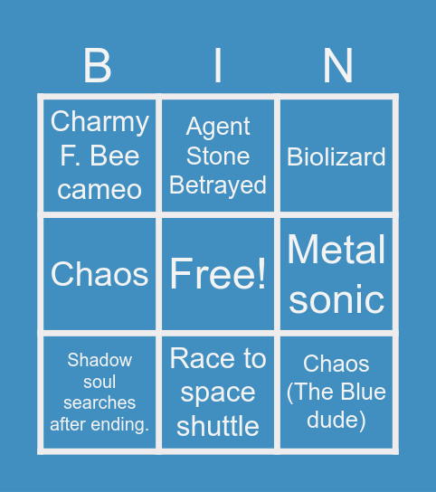 Zac Sonic 3 Bingo Card