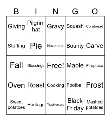 Thanksgiving Bingo Card