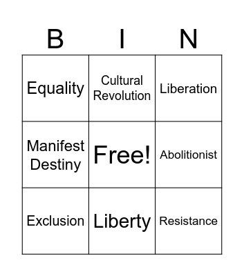 Deculturalziation & The Struggle For Equality Bingo Card