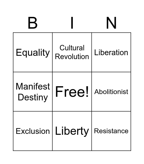 Deculturalziation & The Struggle For Equality Bingo Card