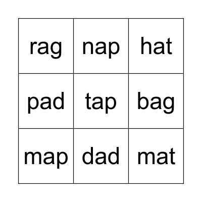 Phonics Bingo Card