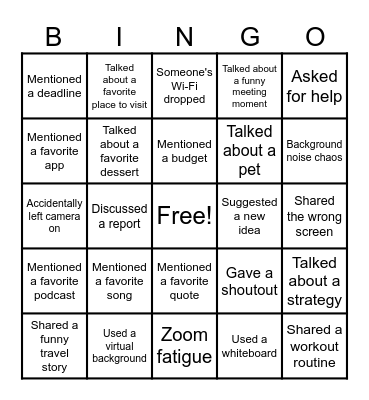 BINGO RECOGNITION Bingo Card