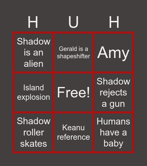 Chris the Echidna Bingo Card