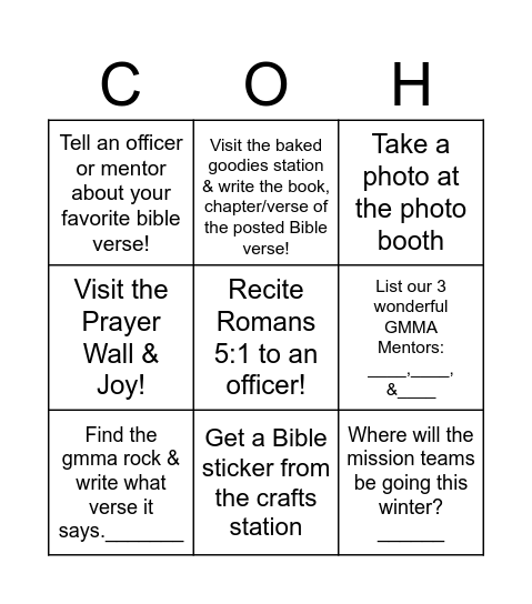 Citizen of Heaven: ________ Bingo Card