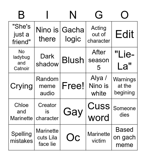 Mlb gacha Bingo Card