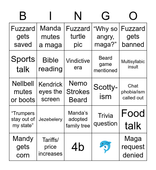 Friendly Bingo Card