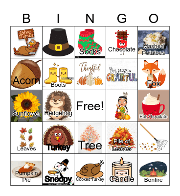 Thanksgiving Bingo Card