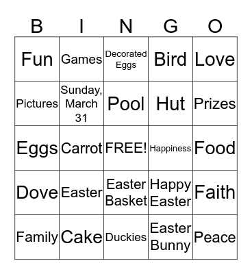 Easter 2013 Bingo Card