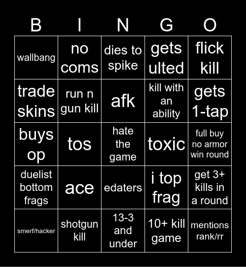 valorant Bingo Card