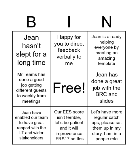 EES Bingo Card