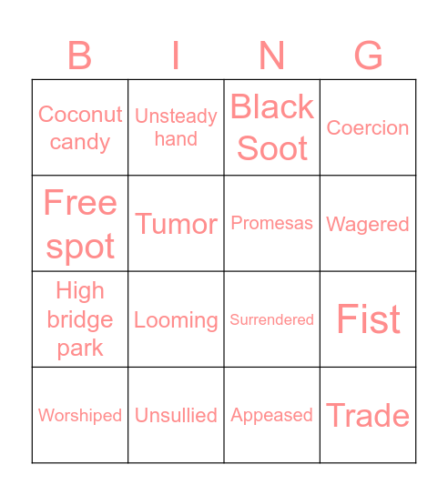 La Promesa Bingo Card