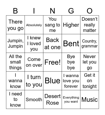 Top 2000 Songs Bingo Card