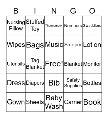 Lauren's Baby Shower Bingo Card