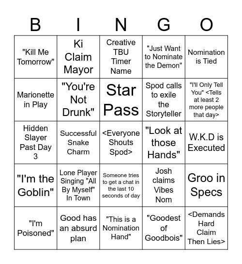 RPS Bingo Card