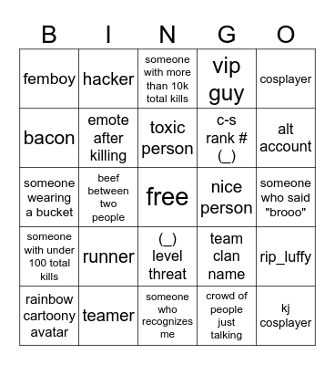 the strongest battlegrounds bingo Card