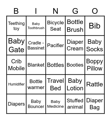 Oh Baby- Bingo! Bingo Card