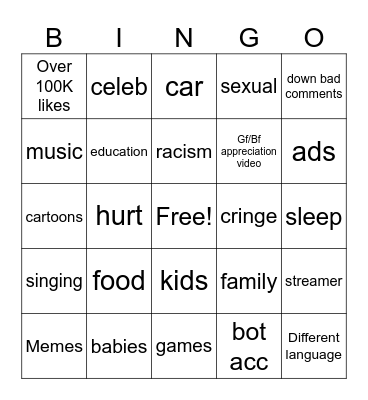 Sofia's Bingo Card