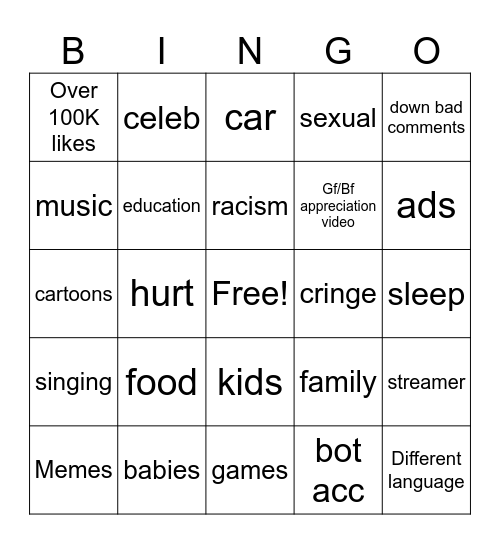 Sofia's Bingo Card