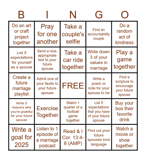 Future Marriage Bingo Card