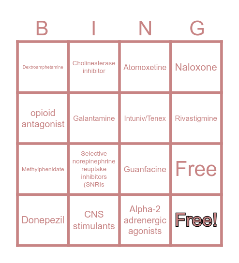 Drugs Bingo Card