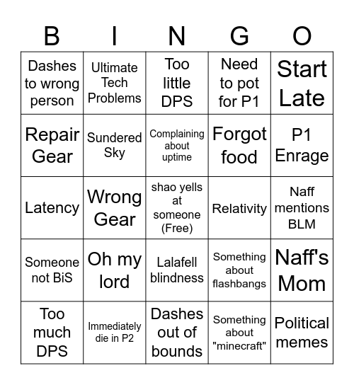 FRU Day 1 Bingo Card